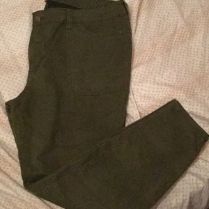 Olive green stretchy jeans